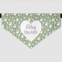 Stylish Sage Green Heart Paw Print Dog Wedding