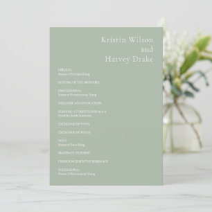 Stylish Sage Green Modern Wedding Program