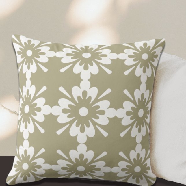 Stylish Sage Green Pattern Throw Pillow (Creator Uploaded)
