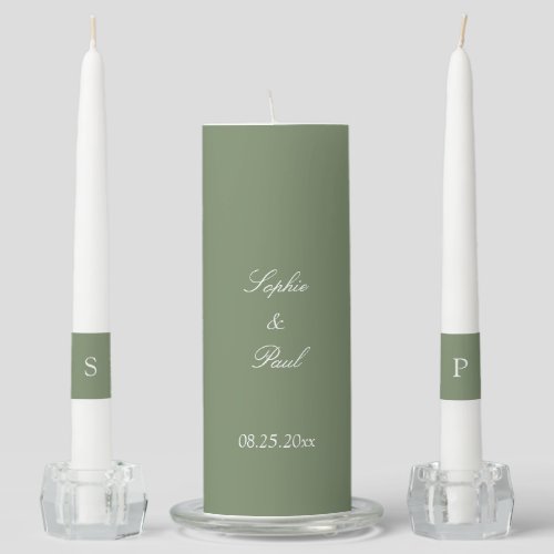 Stylish Sage Green Wedding Unity Candle Set