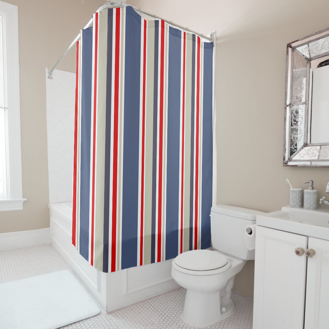 Stylish Sailor Stripe Nautical Themed Shower Curtain Zazzle