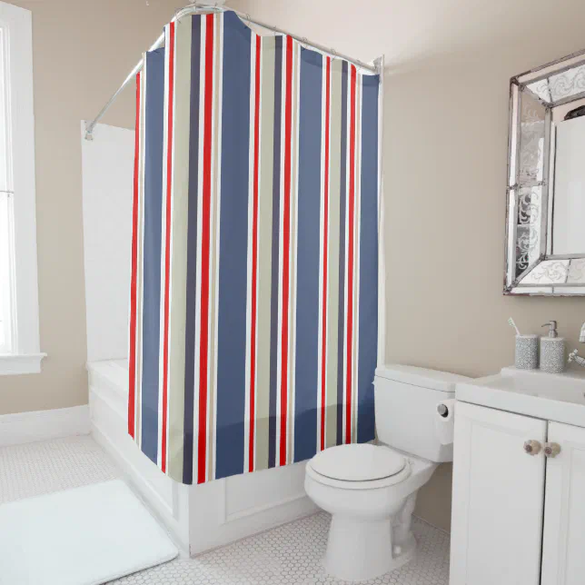 Sail Stripe Shower Curtain | Chalk/Fern
