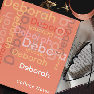 Stylish Salmon Color Modern Typography Notes 3 Ring Binder