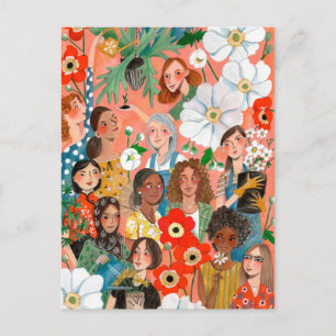 Stylish salmon International Women's Day Floral Postcard