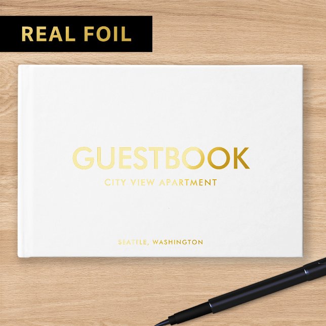 Stylish Sans Serif Modern Foil Guest Book (Creator Uploaded)