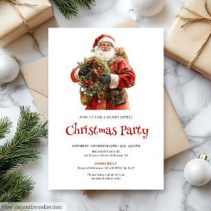 Stylish Santa Claus Pine Wreath Holiday Dinner  Invitation