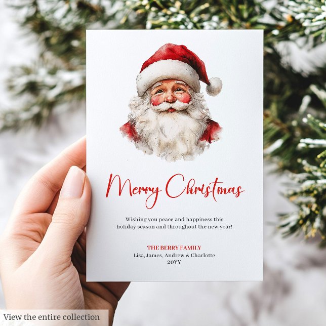Stylish Santa Claus Watercolor Christmas Greeting  Holiday Card (Stylish Santa Claus Watercolor Christmas Greeting Card)