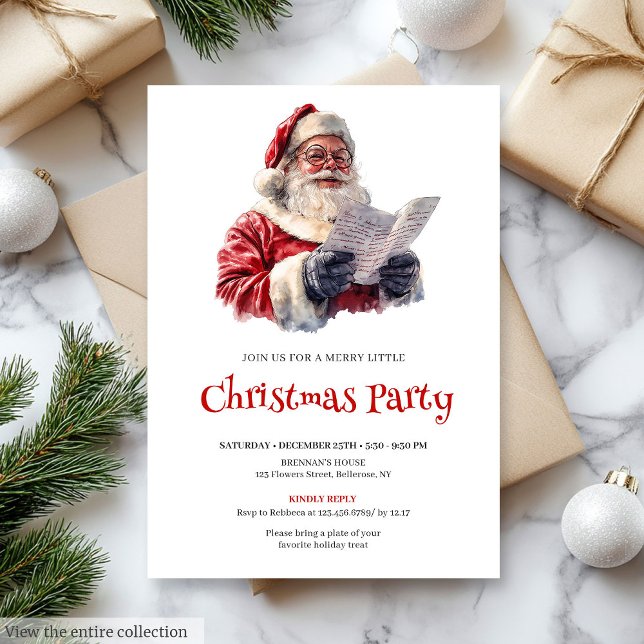 Stylish Santa Modern Festive Holiday Invitation (Stylish Santa Modern Festive Holiday Invitation)