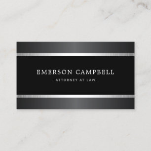 Stylish satin gray and silver borders black business card