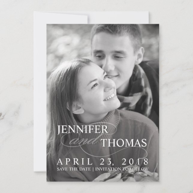 Stylish Save the Date Personalized Photo Wedding (Front)