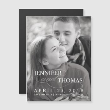 Stylish Save The Date Personalized Photo Wedding Magnetic Invitation by deluxebridal at Zazzle