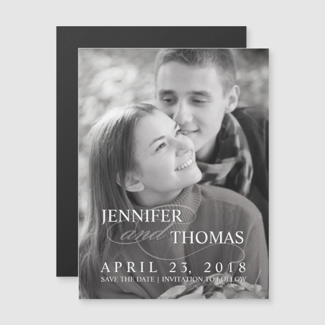 Stylish Save the Date Personalized Photo Wedding Magnetic Invitation (Front/Back)