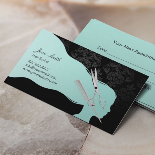 Stylish Scissor & Comb Hair Stylist Appointment Card (Creator Uploaded)