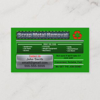Stylish Scrap Metal Removal Business Card