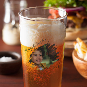 Stylish Scratched Effect Photo   Personalized Beer Glass