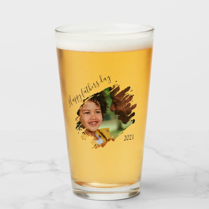 Stylish Scratched Effect Photo | Personalized Beer Glass | Zazzle.com