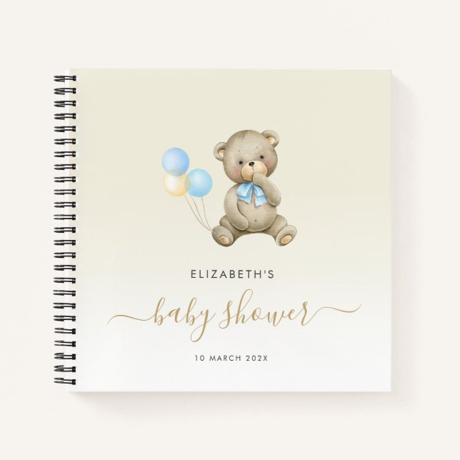 stylish script baby shower guestbook notebook (Front)