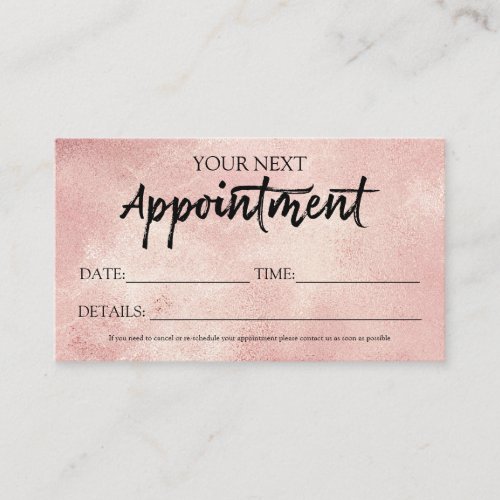 Stylish Script Blush Foil Appointment Card