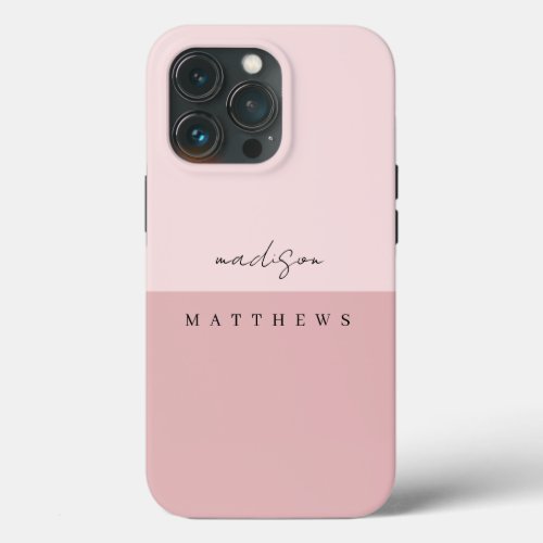 Stylish Script blush pink background  iPhone 13 Pro Case