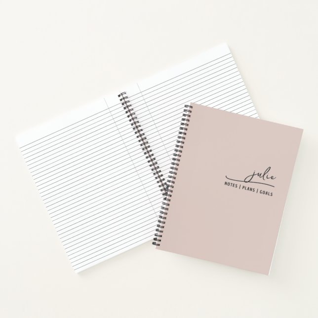 Stylish Script Blush Pink Business Personal Girly Notebook (Inside)