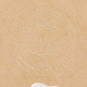 Stylish Script Botanical Return Address Embosser