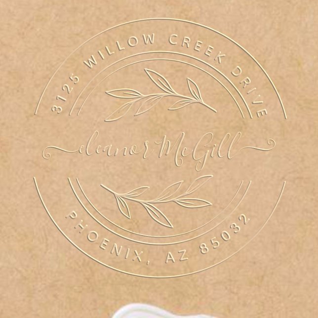 Stylish Script Botanical Return Address Embosser (Creator Uploaded)