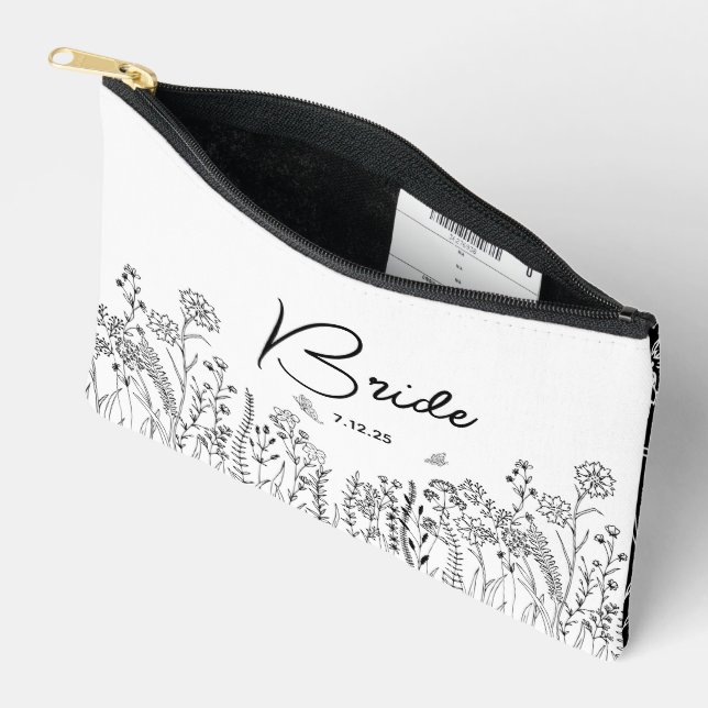 Stylish Script Bridal Trendy Floral Cosmetic Bag (Open)