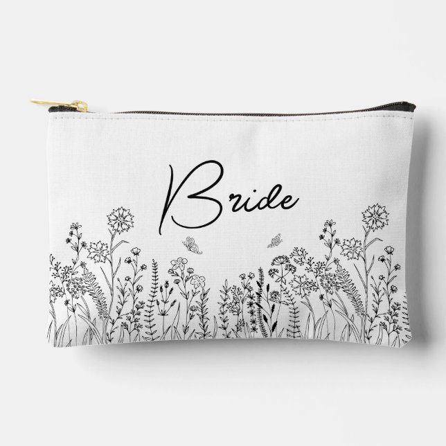 Stylish Script Bridal Trendy Floral Cosmetic Bag (Front)