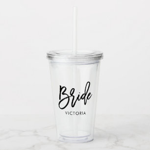 Stylish Script "Bride" Custom Bridal Party Acrylic Tumbler
