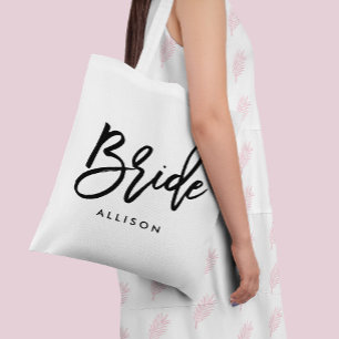 Stylish Script "Bride" Personalized Tote Bag