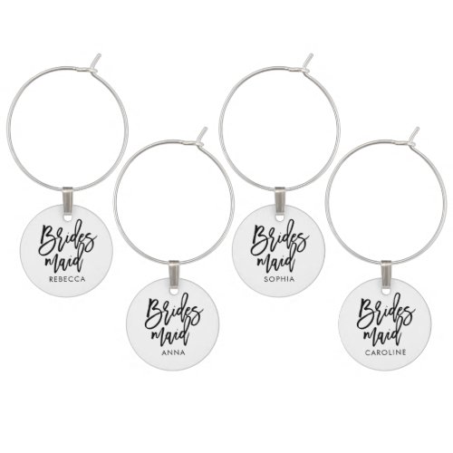 Stylish Script Bridesmaid Personalized Wine Charm