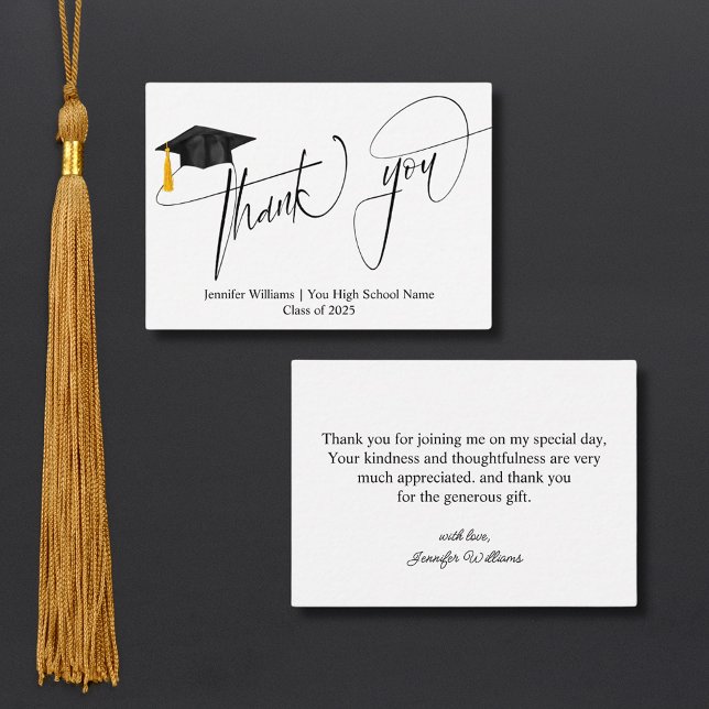 stylish script calligraphy thank you graduation note card (Creator Uploaded)