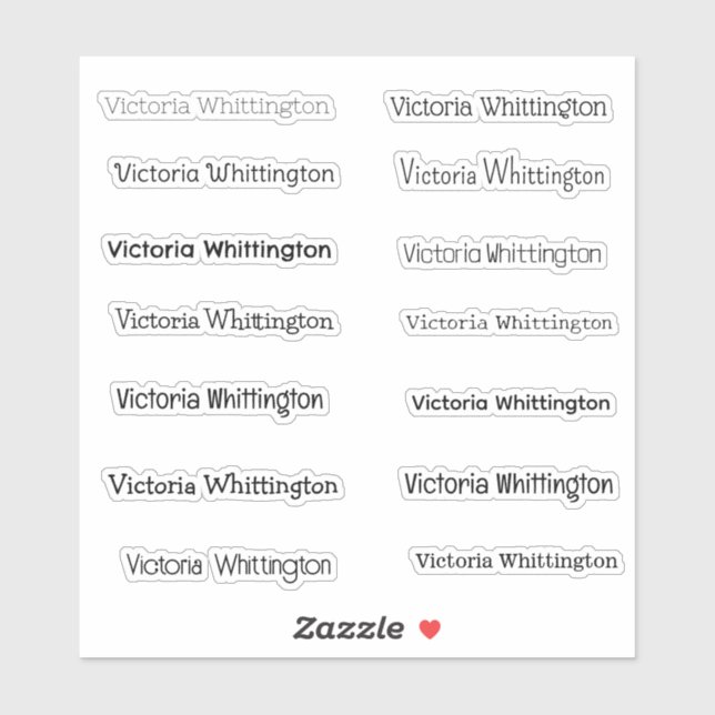 Stylish Script & Calligraphy Typography Name Sticker (Sheet)