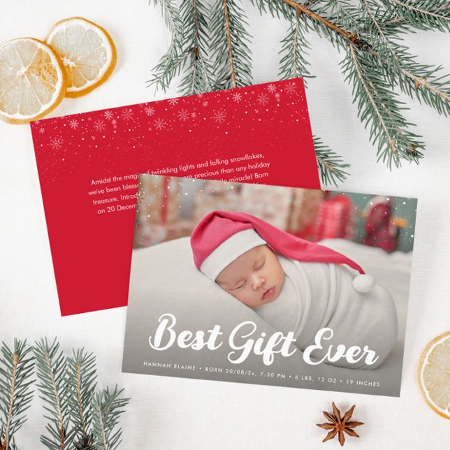 stylish script christmas holiday birth announcemen announcement (Creator Uploaded)