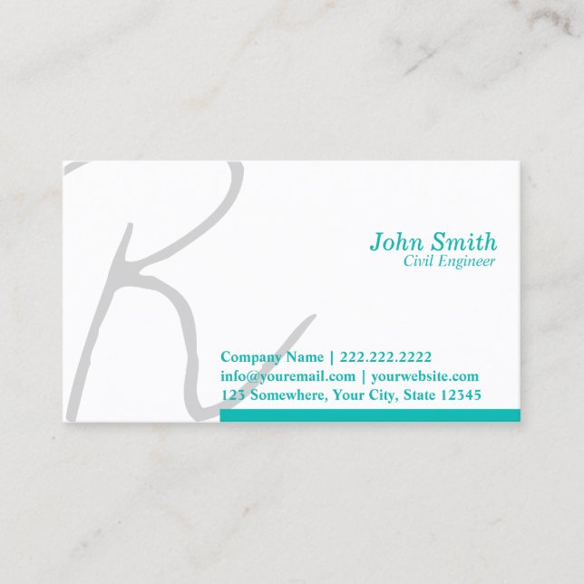Stylish Script Civil Engineer Business Card (Front)