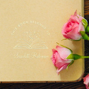 Stylish Script Custom Book Belongs to  Embosser