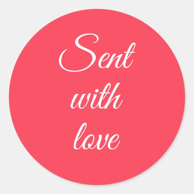 Stylish Script Cute Love Red Quotes Classic Round Sticker (Front)
