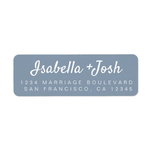 Stylish Script Dusty Blue Wedding Return Address Label