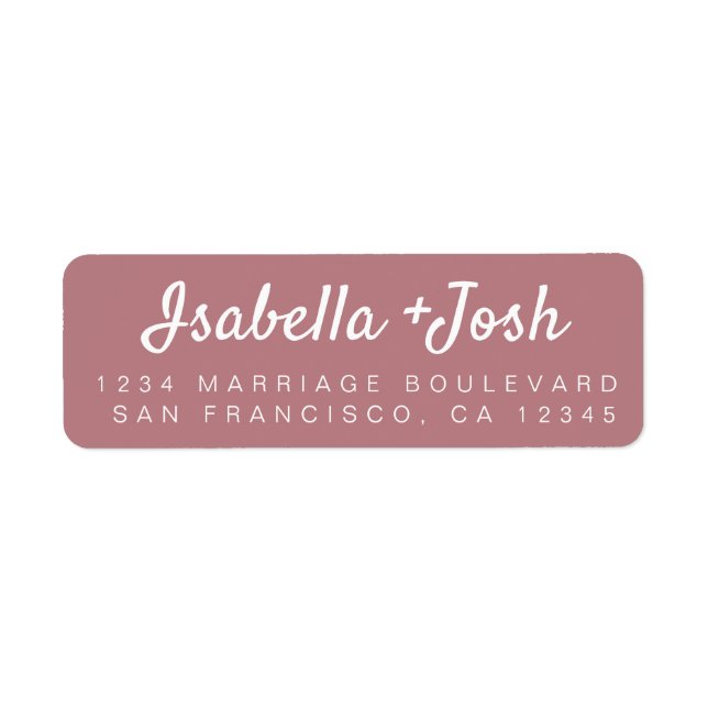 Stylish Script Dusty Rose Wedding Return Address Label (Front)