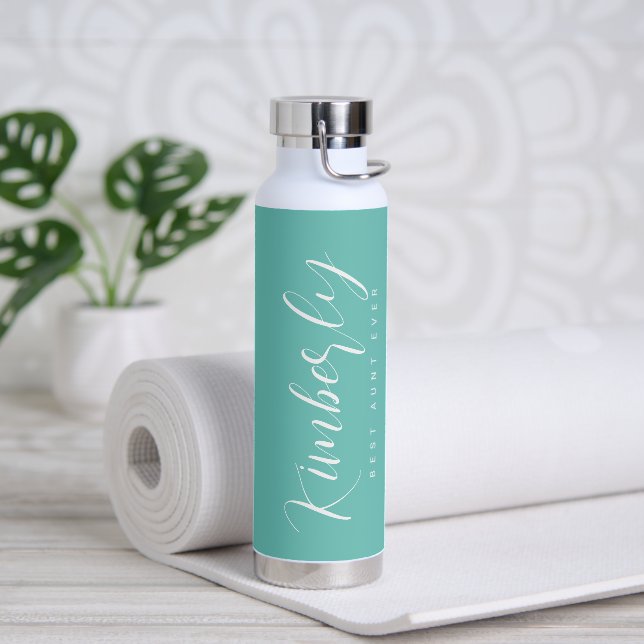 Stylish Script EDITABLE COLOR Water Bottle (Yoga)