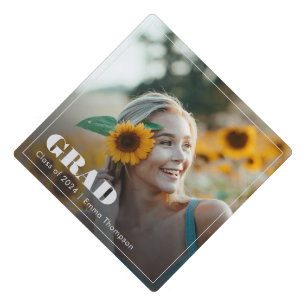 Stylish Script Elegant Photo Graduation  Graduation Cap Topper