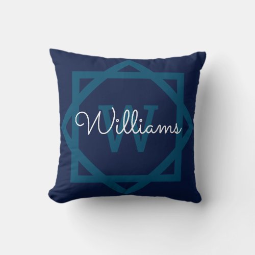 Stylish Script Family Name Monogram Throw Pillow