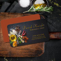 Stylish Script Food Spice Personal Chef Catering Business Card