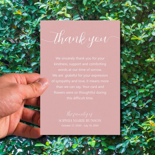 Stylish Script Funeral Thank You Card