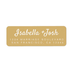 Stylish Script Gold Yellow Wedding Return Address Label