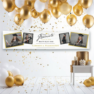 Stylish Script Graduate 4 Photo Graduation Party Banner