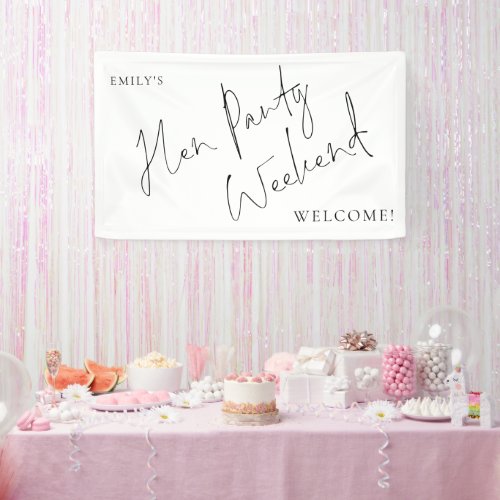 Stylish Script Hen Party Weekend Welcome Banner