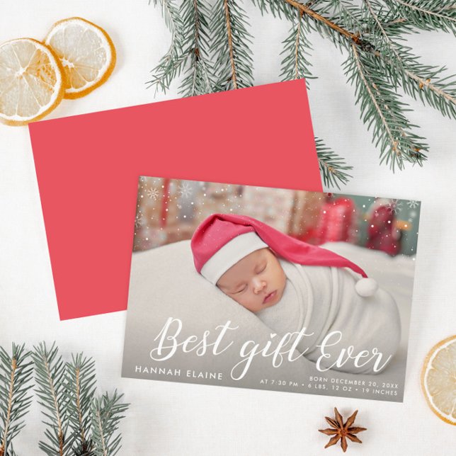 stylish script holiday birth announcement (Creator Uploaded)