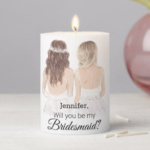 stylish script illustration bridesmaid proposal pillar candle