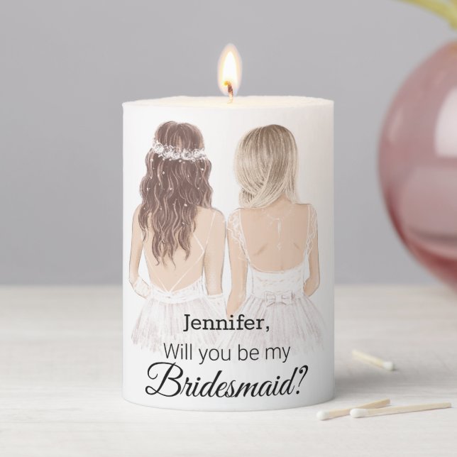 stylish script illustration bridesmaid proposal  pillar candle (In Situ)